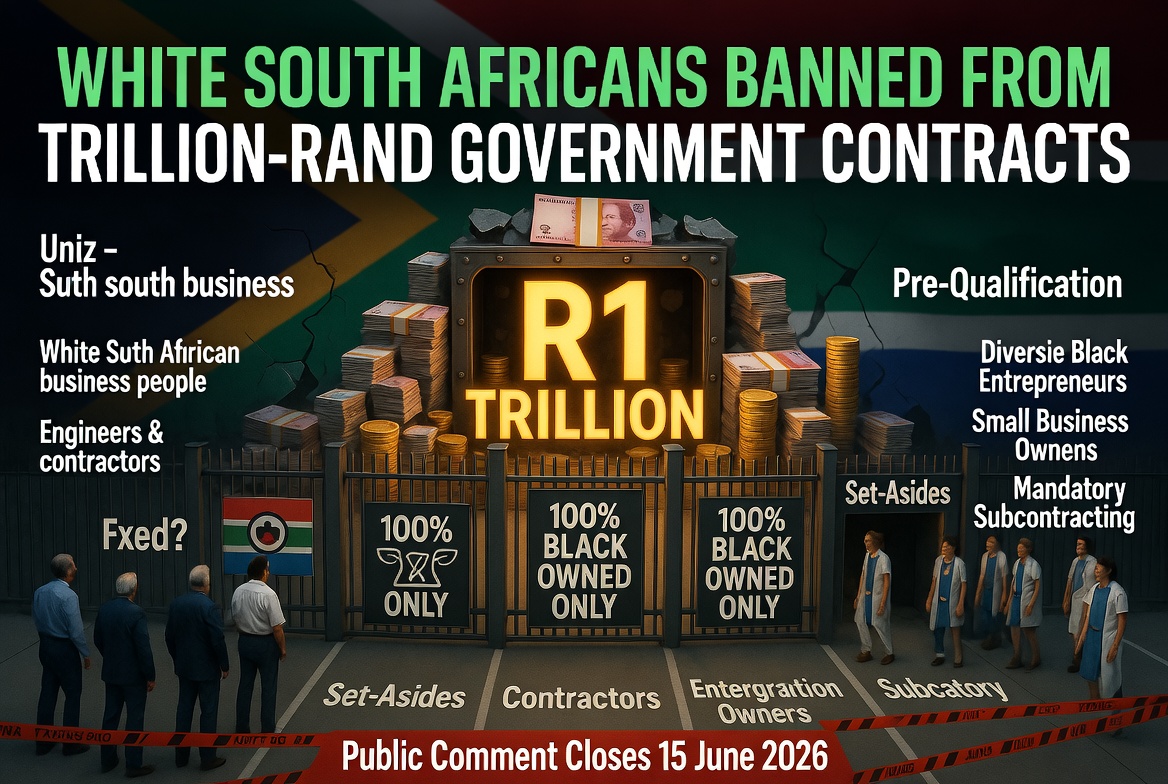 WATCH: White South Africans Completely Banned from Trillion-Rand Government Contracts: New 2026 Procurement Regulations Spark Outrage