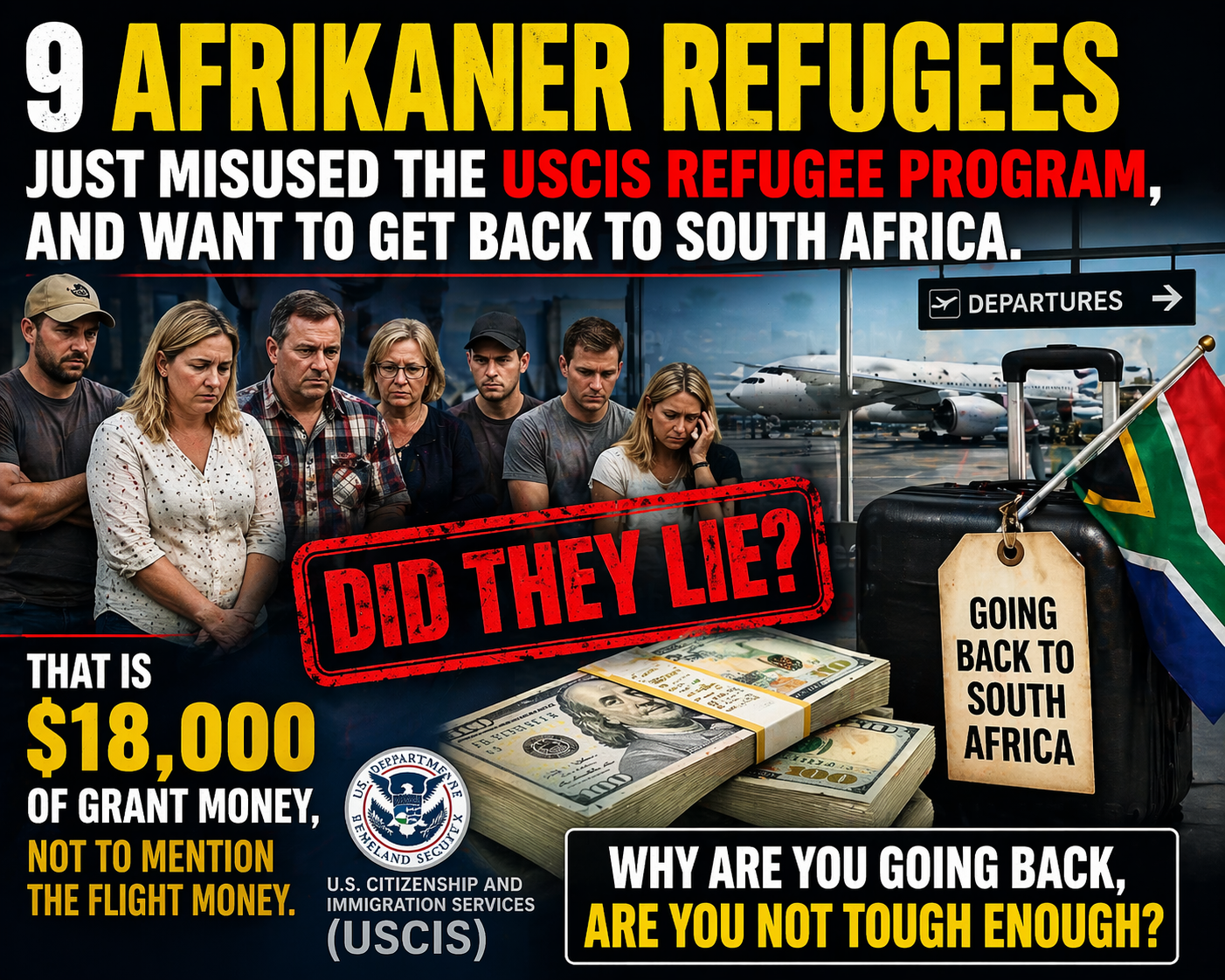 JUST IN: 9 Afrikaner Refugees want to flee the USA back to South Africa