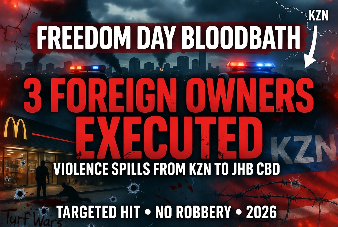 VIOLENCE SPILLING OVER FROM KZN TO JOHANNESBURG CBD: FREEDOM DAY BLOODBATH CLAIMS 3 FOREIGN SHOP OWNERS IN SUSPECTED TARGETED EXECUTION