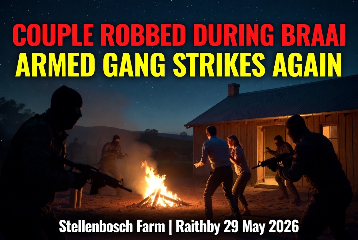 COUPLE ROBBED AT GUNPOINT DURING BRAAI ON STELLENBOSCH FARM